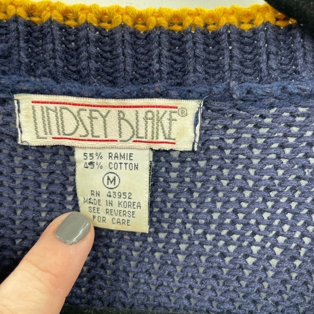 Y2K VINTAGE LINDSEY BLAKE M Military naval nautical yellow woman cardigan - Picture 5 of 7